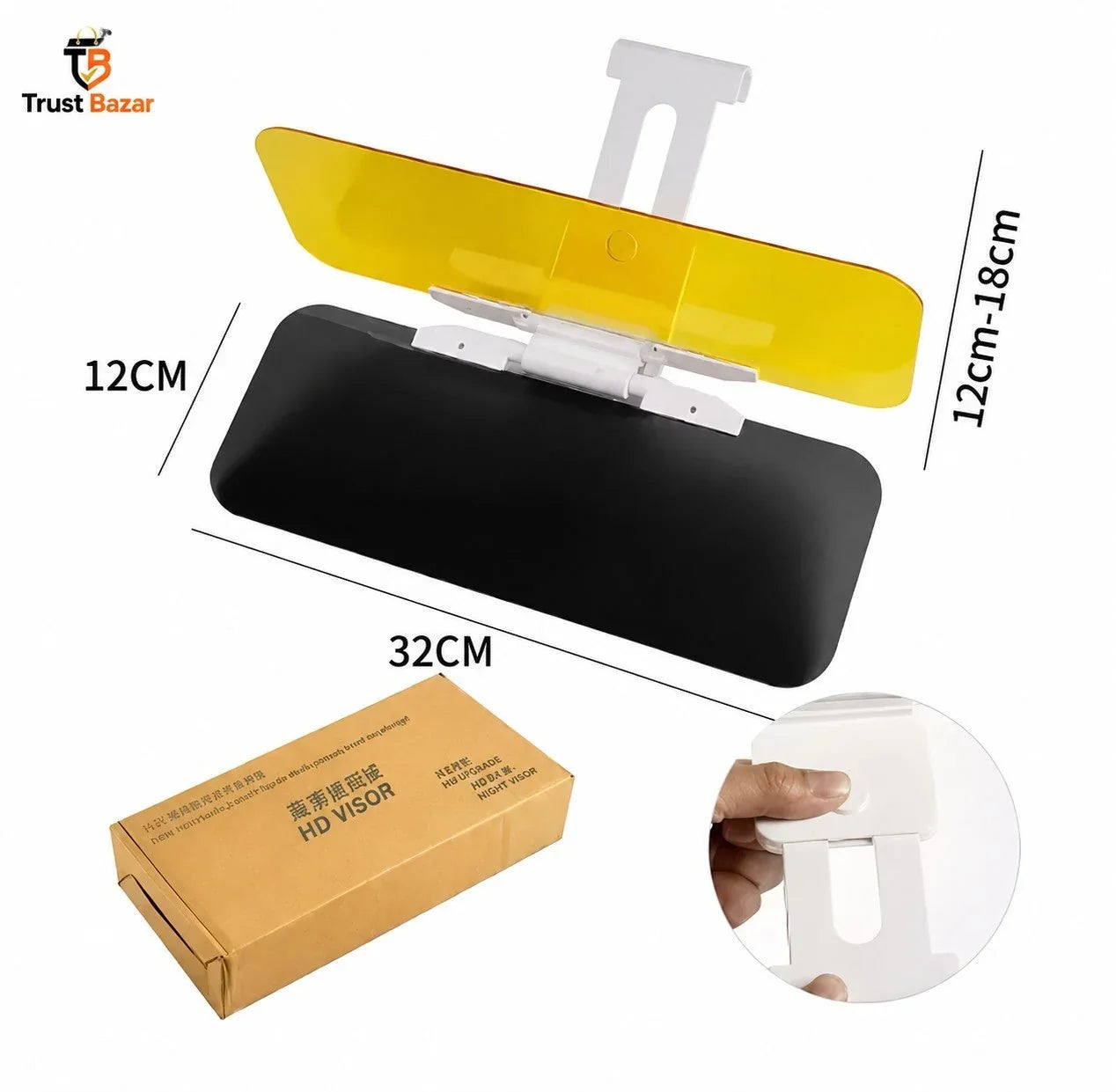 2-in-1 Anti Glare Car Sun Visor – Day & Night Driving Protection