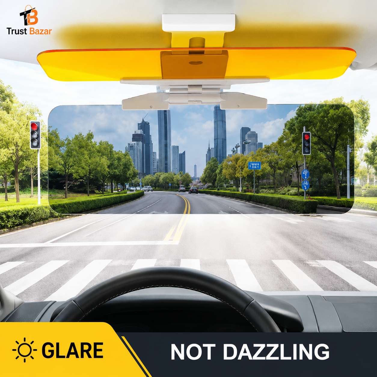 2-in-1 Anti Glare Car Sun Visor – Day & Night Driving Protection