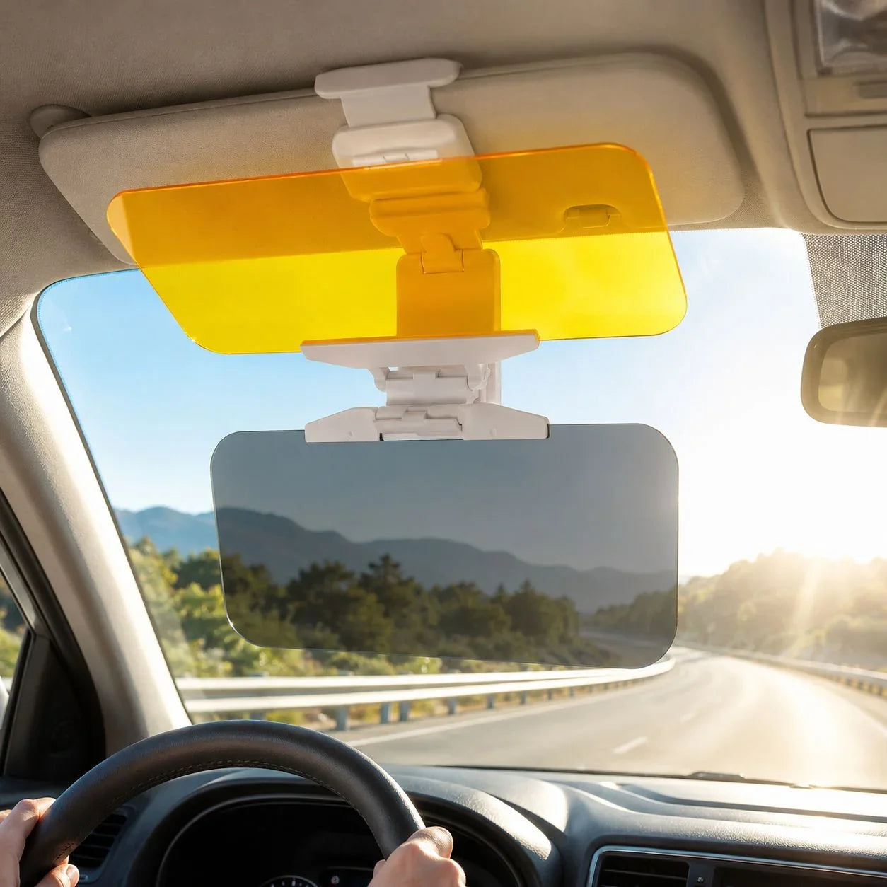 2-in-1 Anti Glare Car Sun Visor – Day & Night Driving Protection